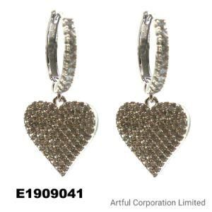 Fashion 925 Silver or Brass High Quality with Cubic Zircon Heart Earring