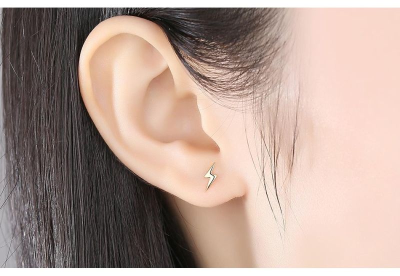Fashion Jewelry Silver Ear Stud Earring Lightning Lip Studs