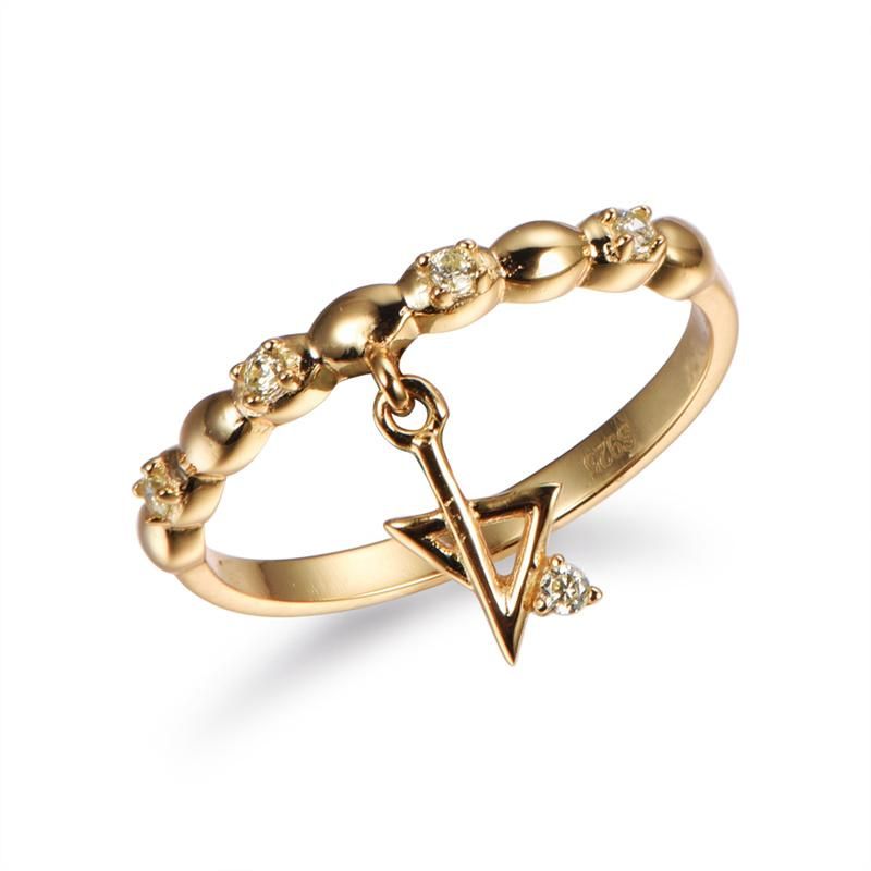 Fashion 925 Sterling Silver with CZ Star Charm Ring