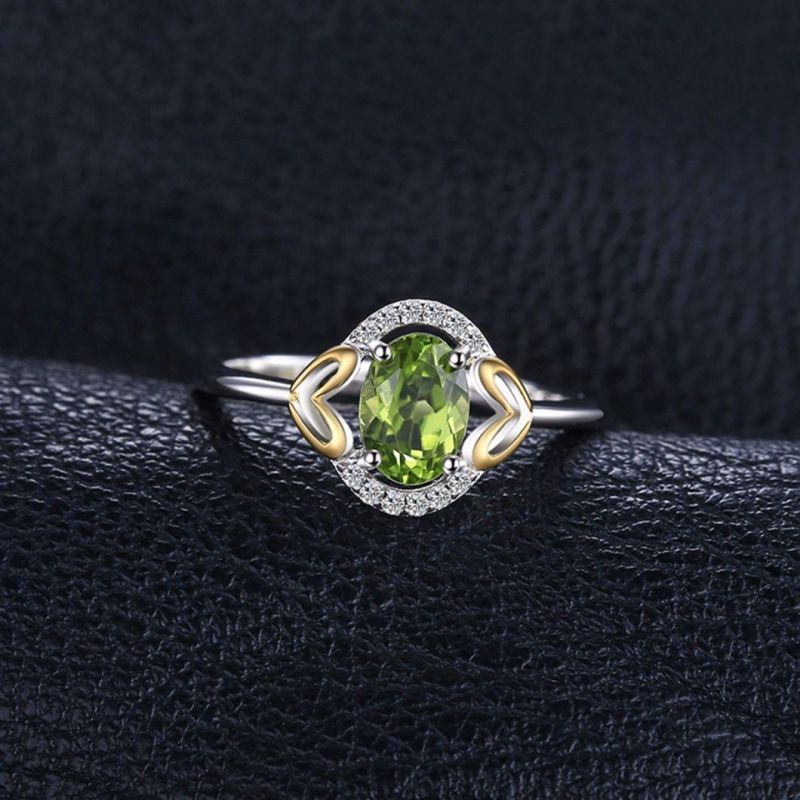 Gold Plated Imitation Jewelry Fashion Ring in Peridot Color with Cubic Zirconia