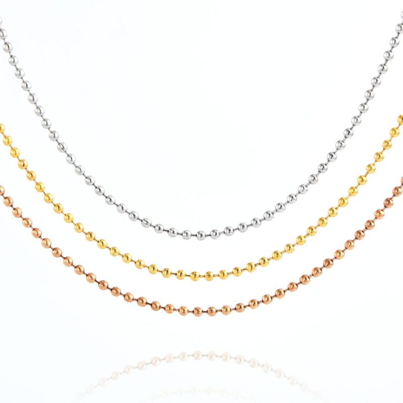 Factory Supplier 18K PVD Gold Plated Ipg Stainless Steel Round Bead Chain Necklace Jewelry