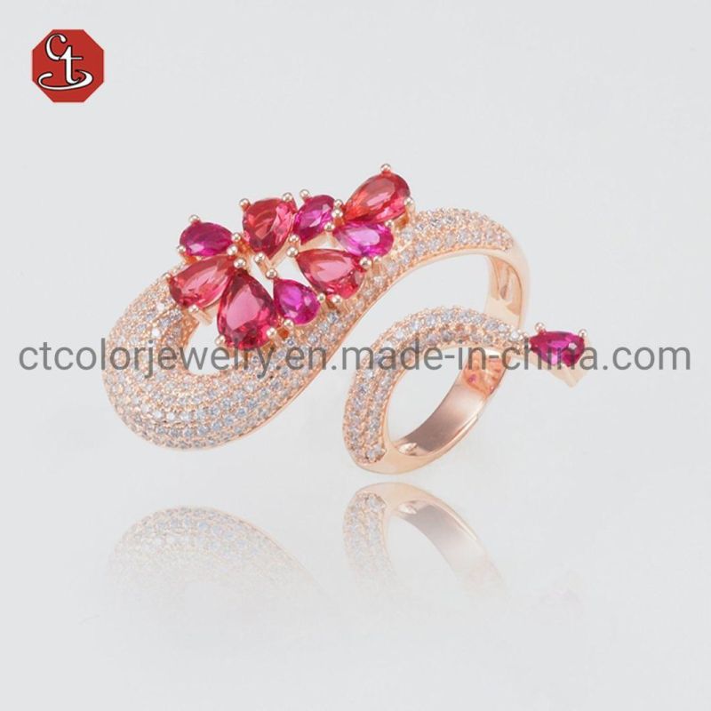 Wide Silver Rings Fashion Green CZ Ring with Black Plated