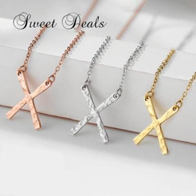 Punk Stainless Steel Necklace Fashion X Letter Pendant