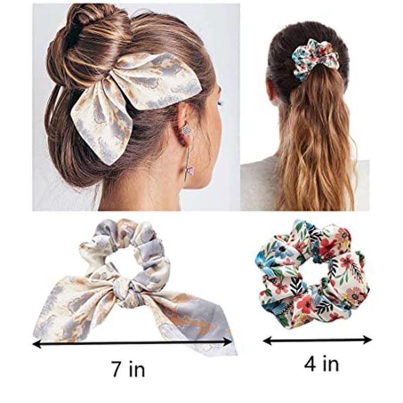 Colorful Elastic Elegant Hair Scrunchies with Bowknot Hair Band