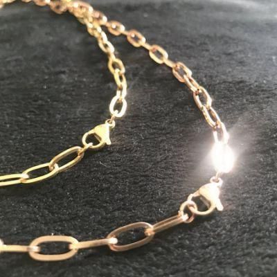 Gold Plated Stainless Steel Necklace Square Cable Chain Fashionable Necklaces Anklets Bracelet Fashion Jewelry for Handcraft DIY