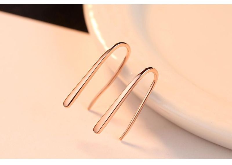 Minimal Jewelry 925 Silver Plain Gold Baguette Earrings Statement