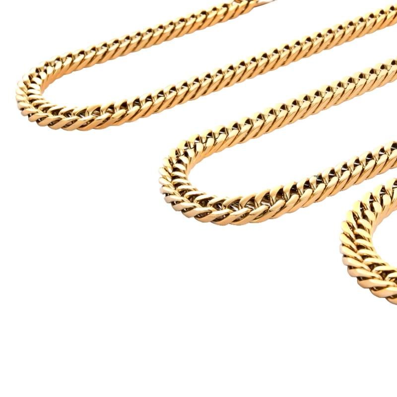 Chunky Hip Hop 14K Gold Plated Stainless Steel Cuban Miami Necklace for Men