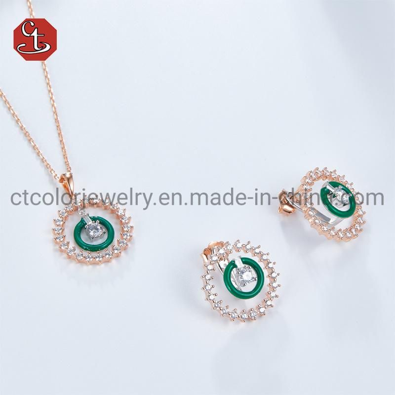 Fashion Jewellery Custom Designs Eardrop Zirconia 925 Silver Jewelry Earring with Enamel