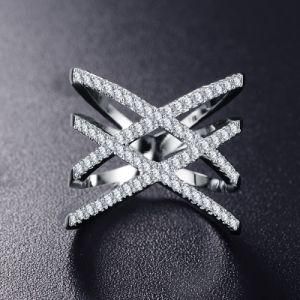 Zirconia Micro Paved Double Letter X Shape Rings for Women