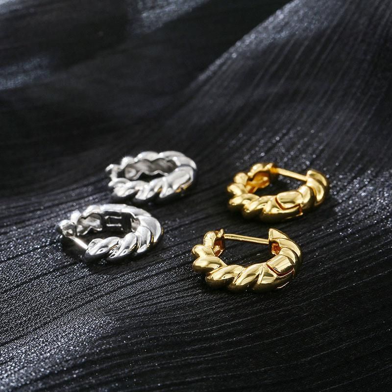 Metal Threaded Gold Earrings Gold Women′ S Versatile Earrings