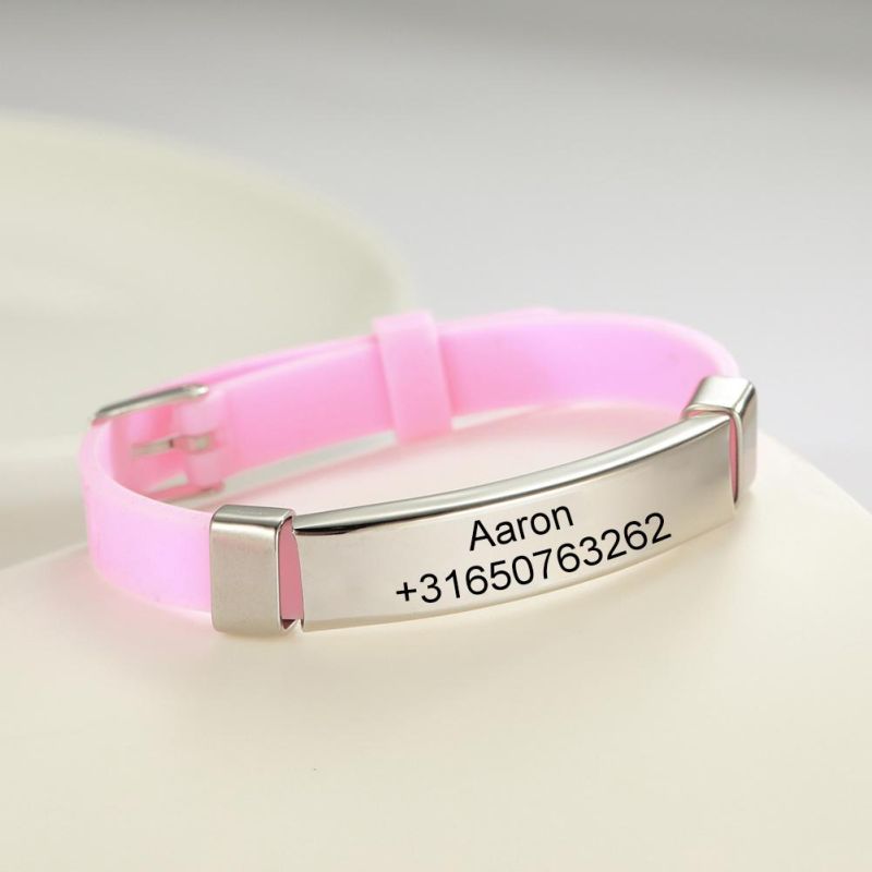 Personalized Magnetic Silicone Rubber Bracelets with Metal Clip