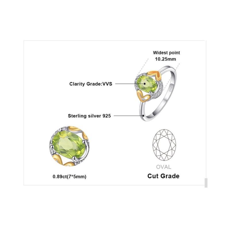 Gold Plated Imitation Jewelry Fashion Ring in Peridot Color with Cubic Zirconia