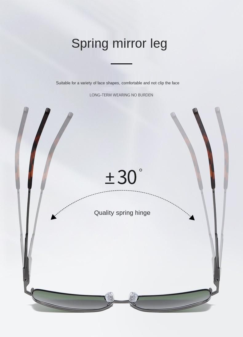 New Men′s Metal Frame Polarized Sun Glasses High Quality Drivers′spring Hinge Sunglasses 3372