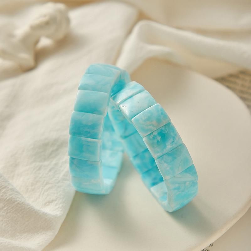 Fashion Jewelry Natural Hemimorphite Bracelet Light Blue Square Strand