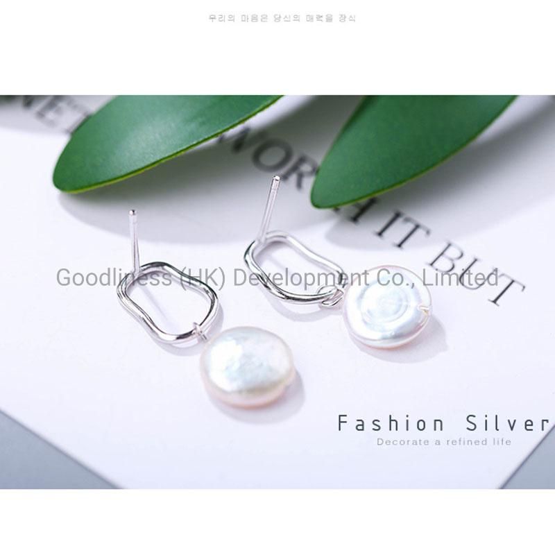 Geometrical Round S925 Sterling Silver Back Hanging Hook Earring