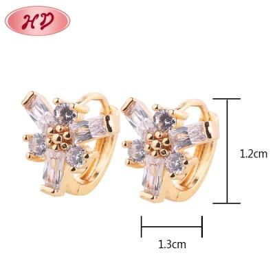 18K Gold Plated Fashion Hoop Huggie CZ Earrings for Women