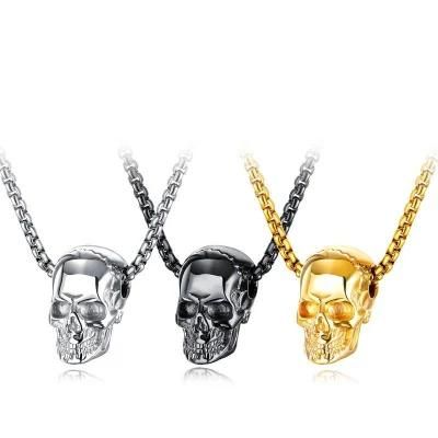 Skull Necklace for Men Stainless Steel Skull Pendant Fashion Jewelry