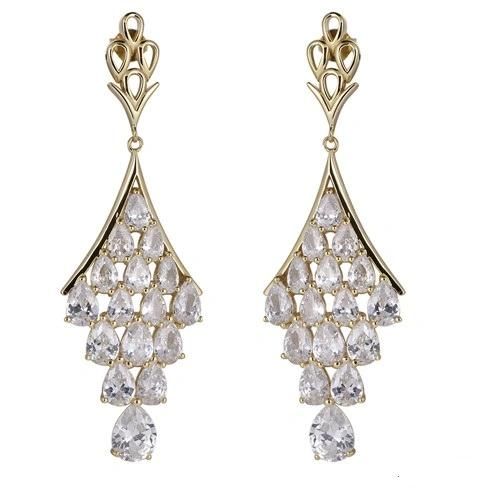 Luxury Wholesale Jewelry Fan-Shaped Wedding Silver Earring