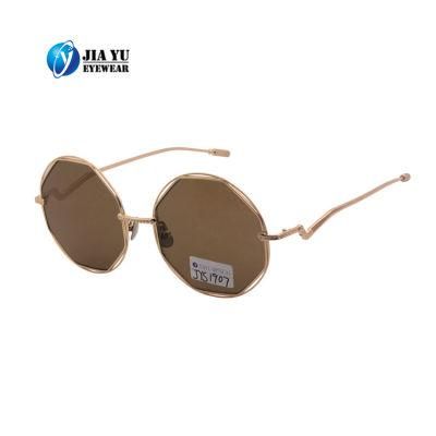 Fashion Special Design Personality Brown Vintage Circle Ladies Metal Sunglasses