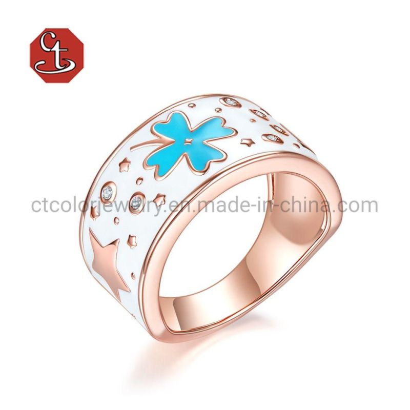 CT COLOR Wholesale Jewelry Lucky leaves 925 Sterling Silver white Enamel Earrings for women