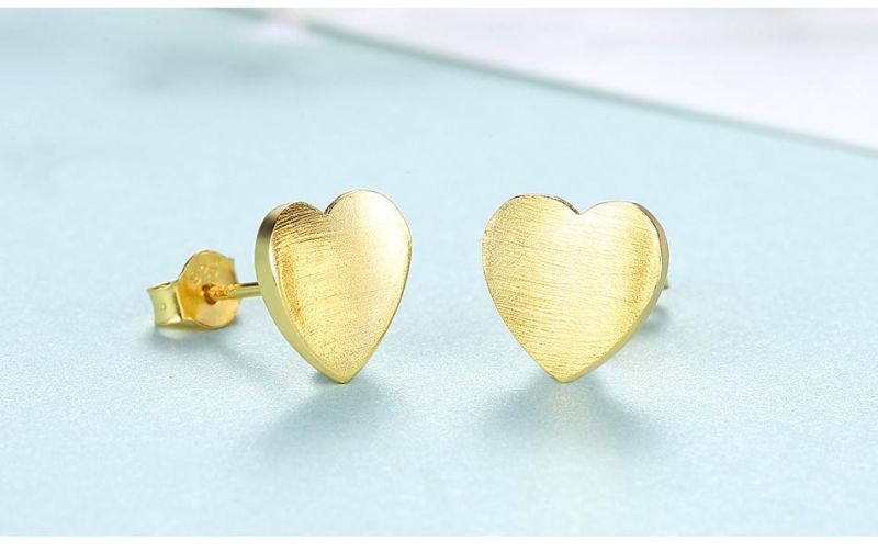 Golden or Sliver Ear Studs Heart Design for Girls