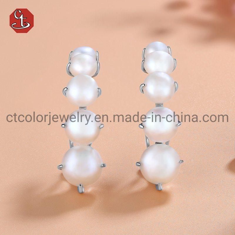 Fashion Costume Imitation Jewellery 925 Sterling Silver Natural Pearl Earring for Women
