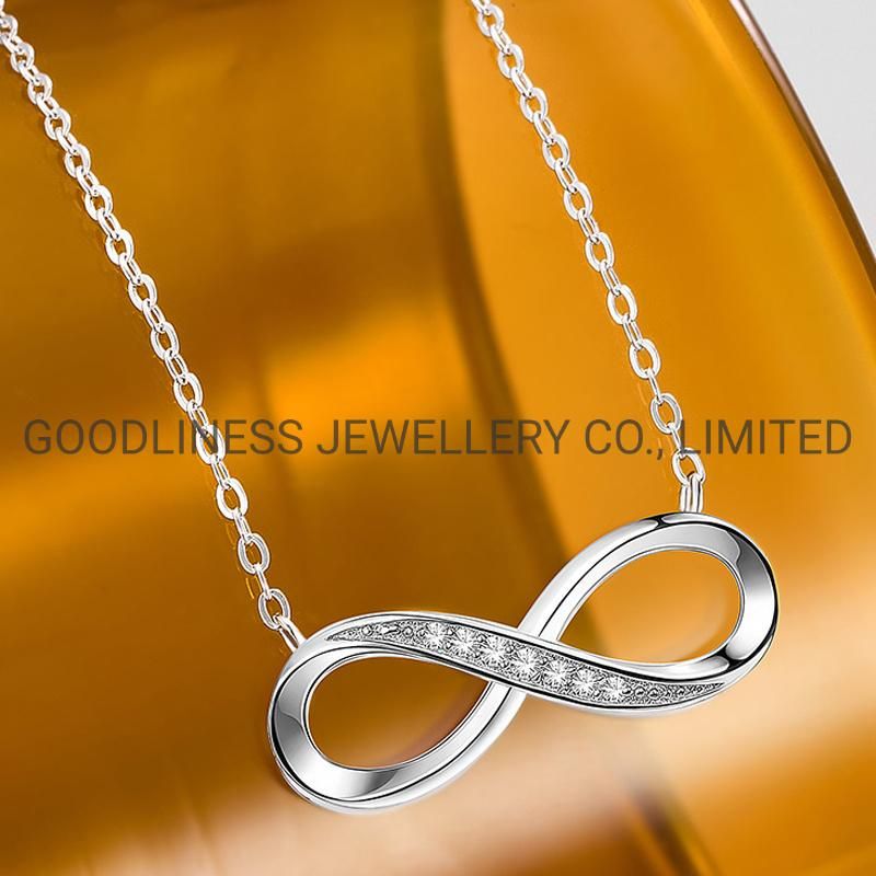 925 Sterling Silver Jewelry Women CZ Ifinity Pendant Necklace