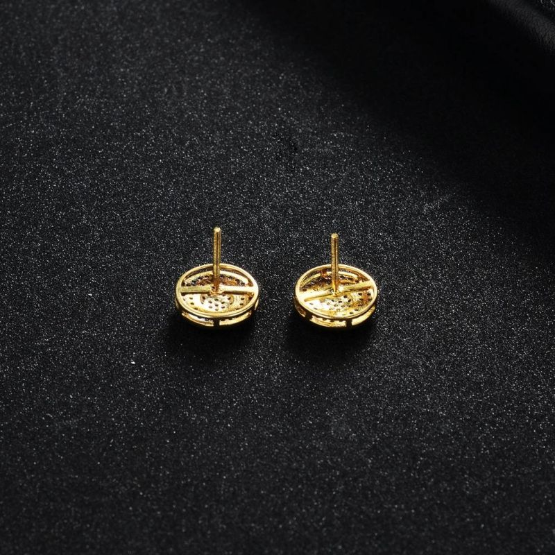 Fashion Jewelry Micro Pave Clear CZ Gold Round Screw Earrings