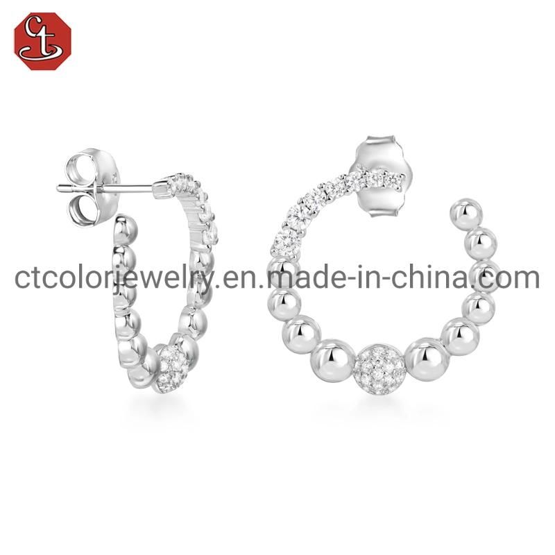 High Quality Fashion Brass and Silver Earring Stud Women Jewelry