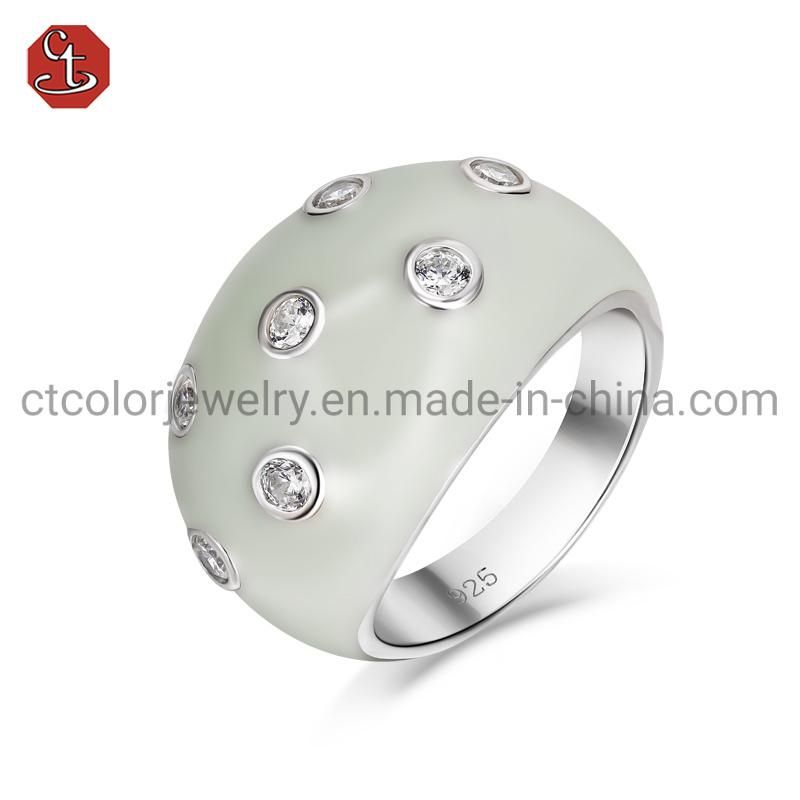 Trendy Jewelry 925 silver Enamel CZ Jewelry Set