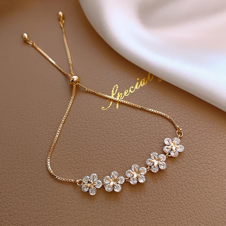 Korean New Luxury Crystal Flower Fashion Girls Jewelry Bracelet