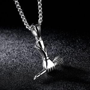 Stainless Steel Hand-Held Microphone Pendant Necklace