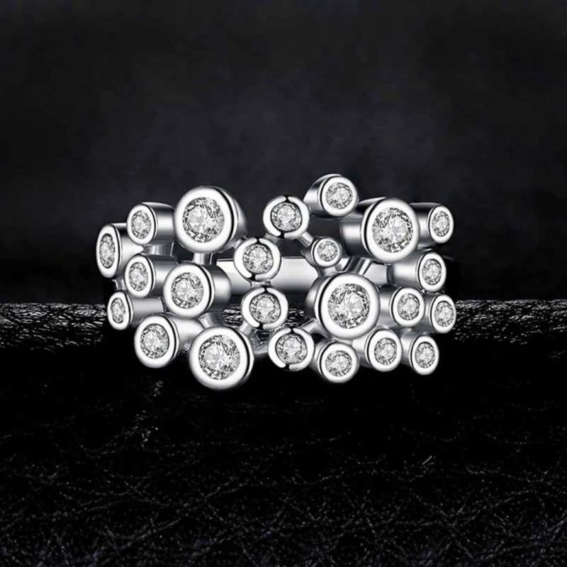 925 Sterling Silver Cubic Zirconia Bubble Ring Fashion Jewelry for Women Wholesale