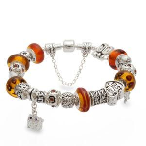 Fashion Wholesale European Silver Plated Charm Beads Bracelet Jewelry (Q21)