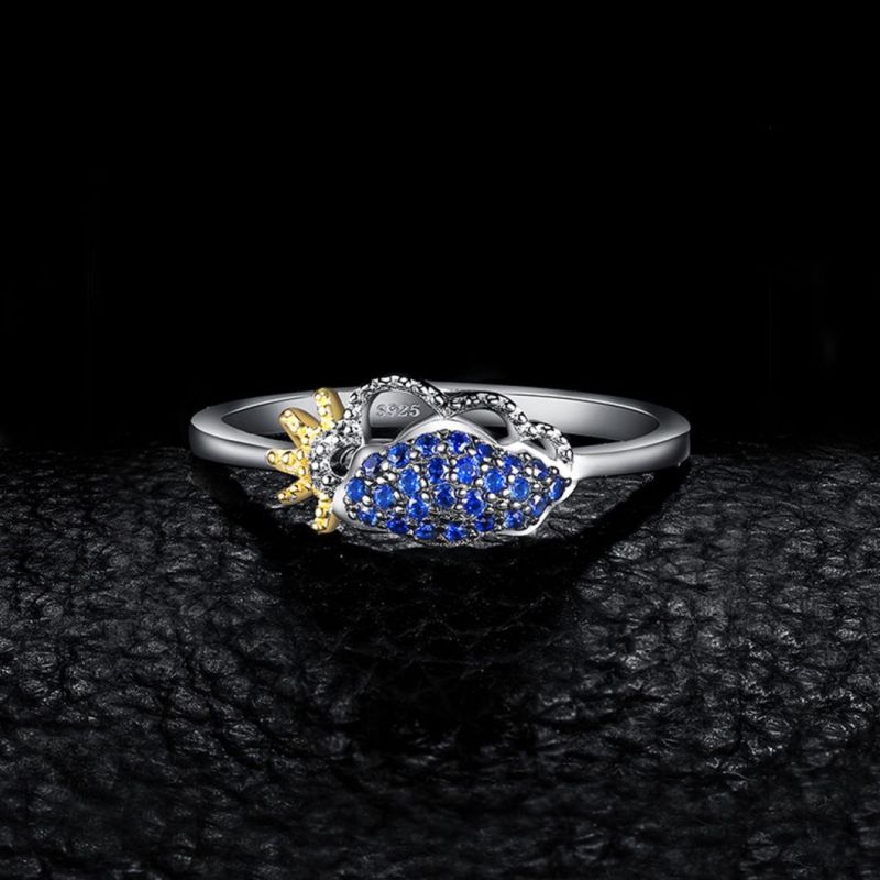 Fashion Jewelry Sky Clouds Sunny Days Created Blue Spinel Ring 925 Sterling Silver Wholesale