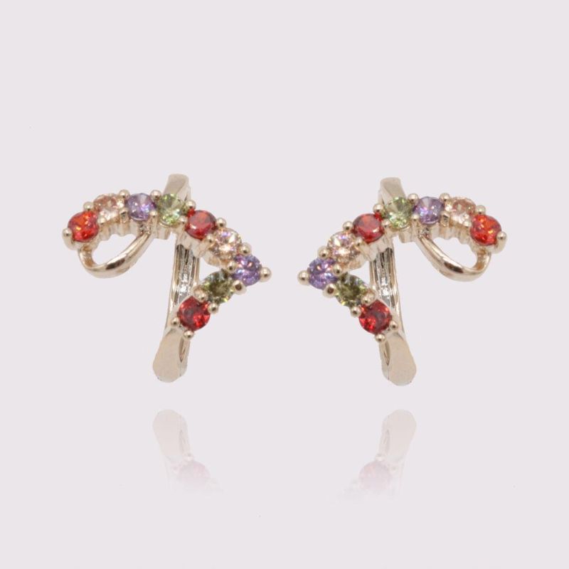Colorful Zircon Inlaid Gold-Plated Ladies Fashion Earrings