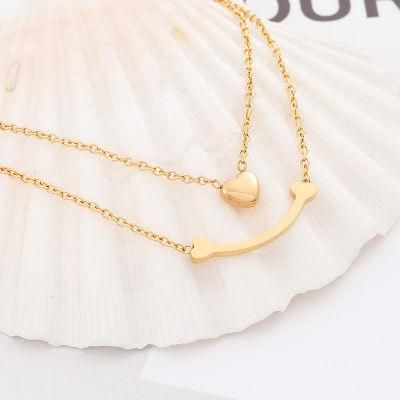 Manufacturer Custom Jewelry No Fade Women Love Heart Layered Necklace, Gold Jewelry, 18K Gold Plated Stainless Steel jewellery