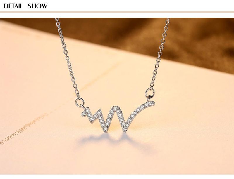 S925 Sterling Silver Fashion Zircon Lightning Shape Necklace