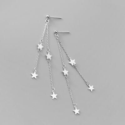 925 Sterling Silver Star Tassel Stud Earrings for Women Temperament Girls Party Fashion Jewelry Gift