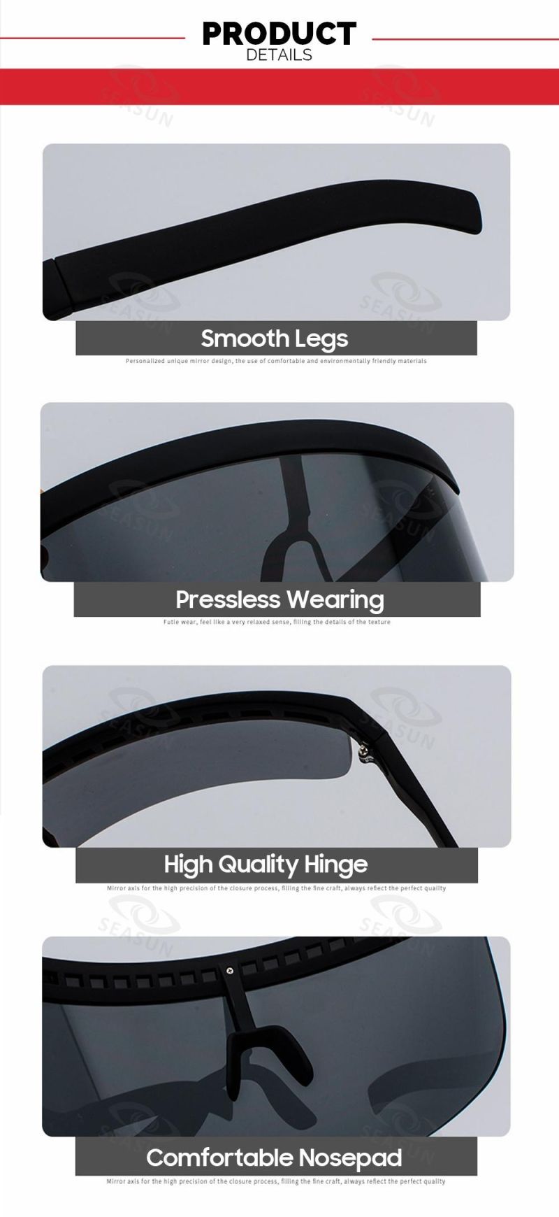 High Quality Fashionable PC Leg Gray Rectangular Shape Frame Metal Hinge Custom Logo Cap Sunglasses