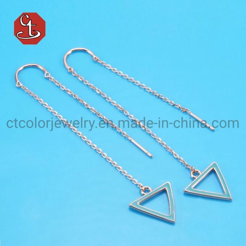 Triangle Enamel Earring Fashion Tassel Silver or Brass Earrings Silver Jewelry