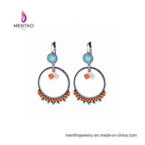 High Grade Colorful Bohemian Fashion Jewelry Alloy Beaded Hoop Earring