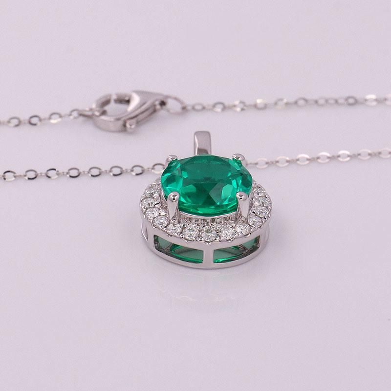 Provence Jewelry with Lab Emerald Pendant Halo Setting Necklace