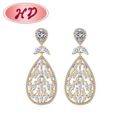 2020 Fashion Wedding Gold Plated Jewelry AAA Cubic Zirconia, Rhinestone Platinum Plated Hanging Stud Earrings for Woman
