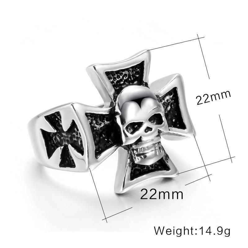 2017 Fashion Men Stainless Steel Gothic Skull Cross Rings