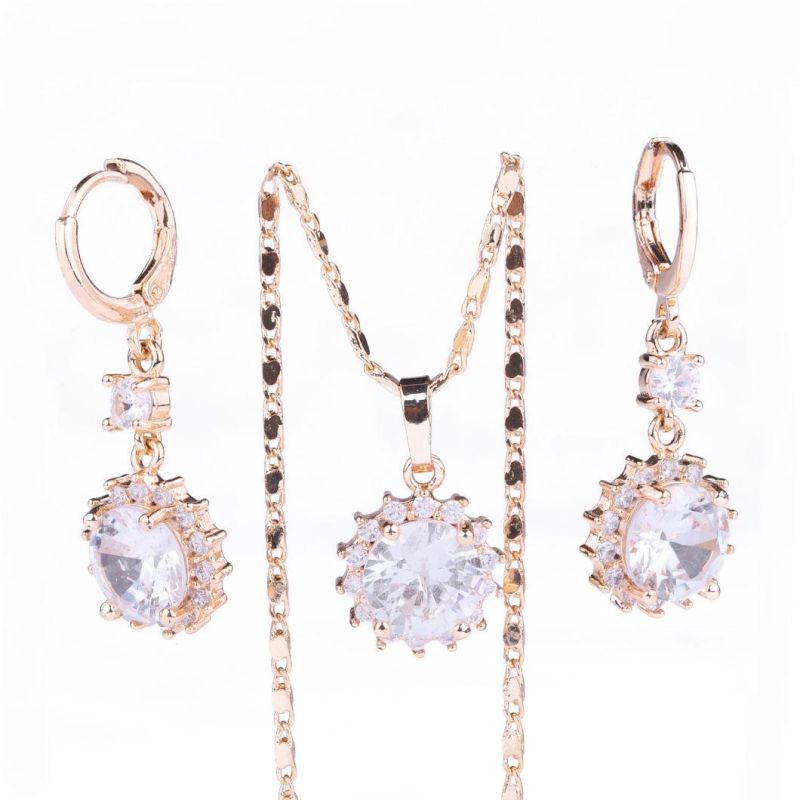 Fashion Colorful Necklace Jewellry 18K Gold Plated Zircon Jewelry Set