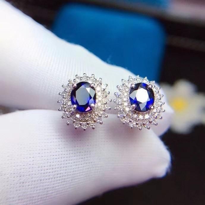 fashion Sapphire Ear Stud Royal Blue Earrings China