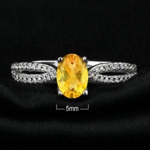 Royal 925 Sterling Silver Citrine Engagement Wedding Ring