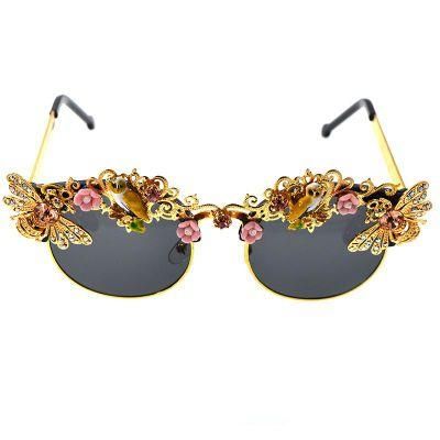 Female Sparkling Party Sunglasses 2022 Eyewear Oversized Diamond Flower Sunglasses