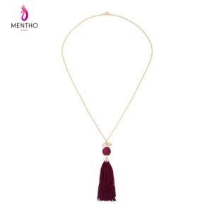 Fashion Elegant Inlaid Crystal Line Ball Tassel Pendant Long Chain Alloy Women&prime;s Sweater Necklace